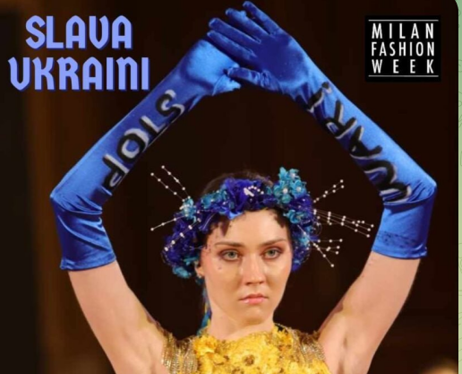 На Fashion Week у Мілані  Дар`я Шахова з Донеччини відкрила показ у сукні з написом Слава Україні, - ВІДЕО